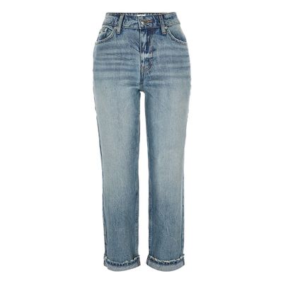 Petite Mid Blue Mom High Rise Jeans