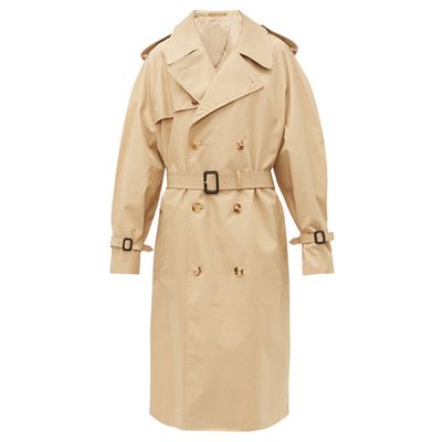 Double-Breasted Belted Cotton Trench Coat from Wardrobe.NYC