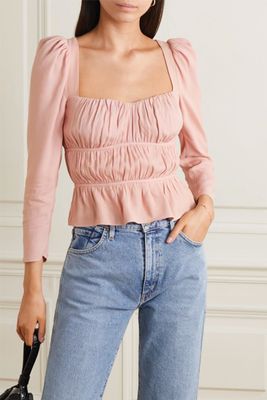 Plath Shirred Crepe Blouse from Reformation