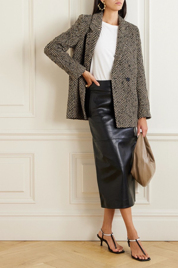 Diana Double-Breasted Herringbone Tweed Blazer from Anine Bing