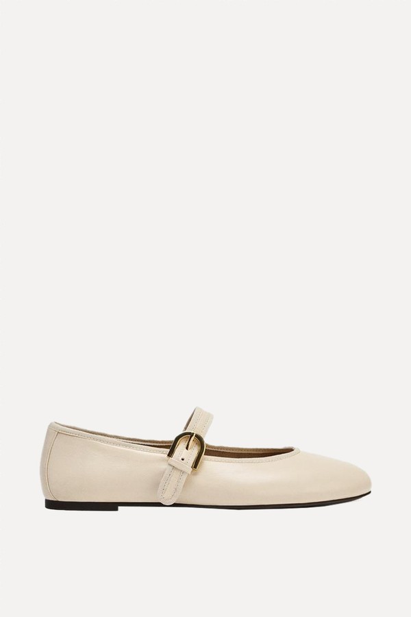 Soft Leather Ballet Flats from Zara