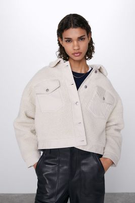Combined Faux Shearling Jacket from Zara