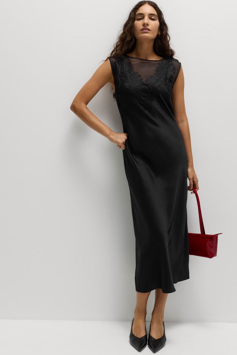 Satin Lace Midaxi Slip Dress