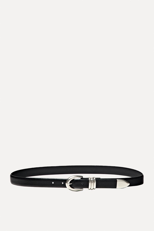 Nappa Leather Belt With Metallic Detail