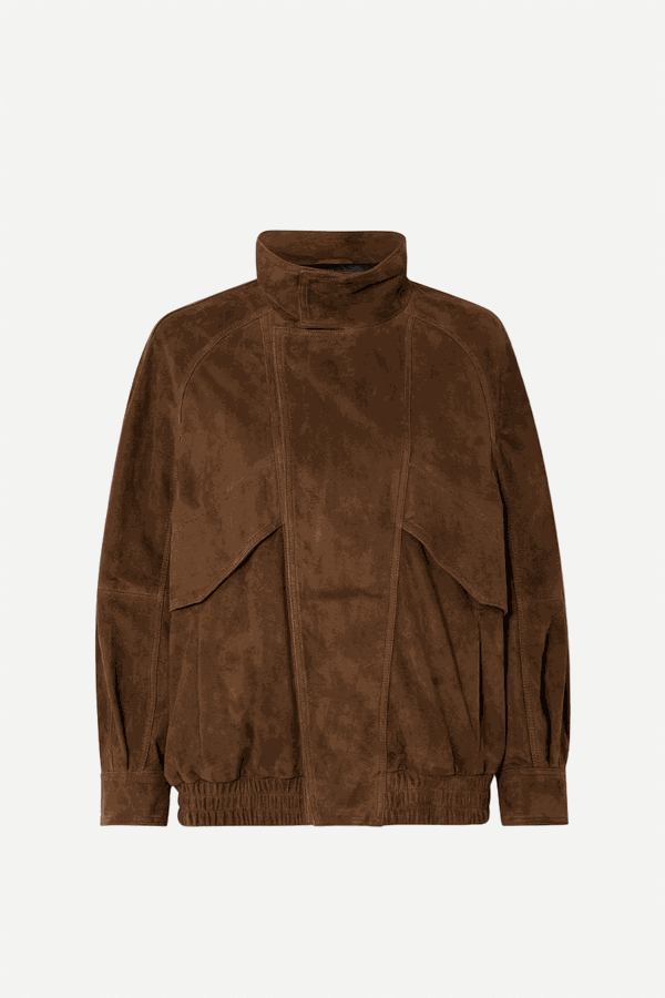 Ariste Oversized Paneled Suede Jacket from Nour Hammour