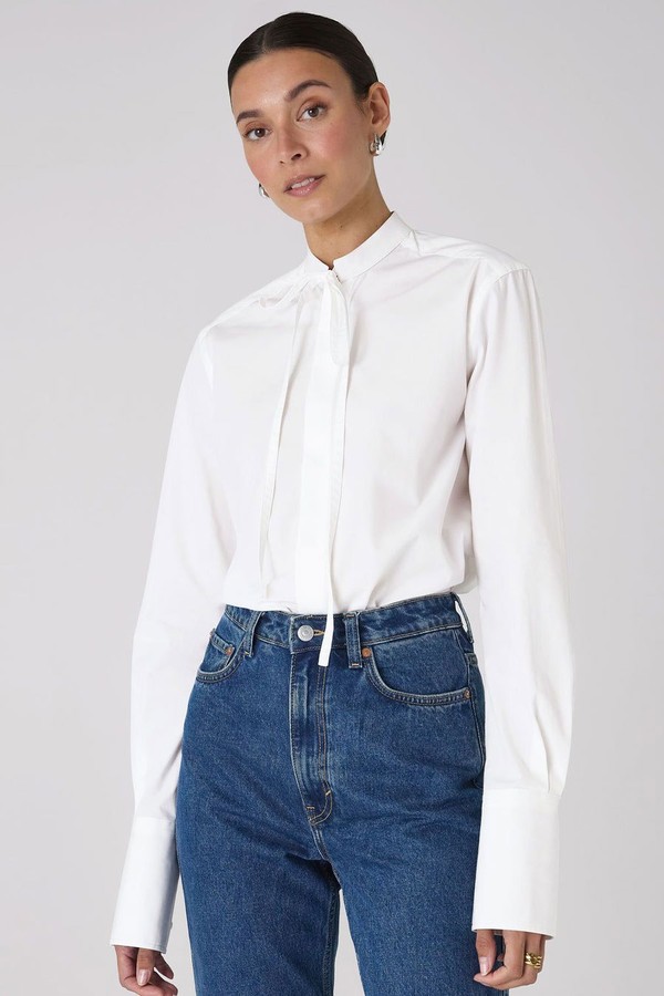  The Boyfriend Bow Tie Shirt from With Nothing Underneath