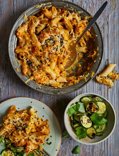 Zac ‘N’ Cheese With Basil Courgettes 