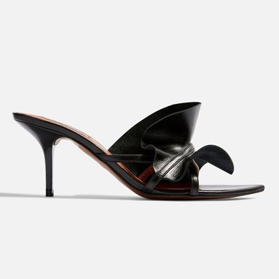 Ruffle Black V Point Mules from Topshop