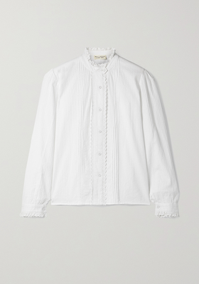 Thea Pintucked Broderie Anglaise-Trimmed Cotton Shirt from Nili Lotan