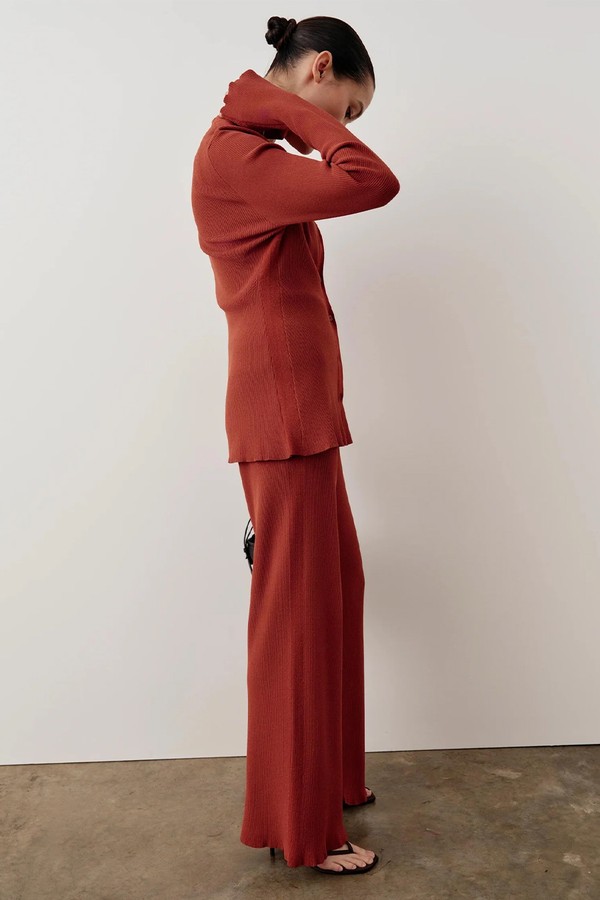 Tonal Ribbed Knit Trousers