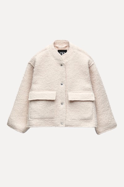 Bouclé Bomber Jacket With Pockets from Zara