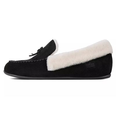 Clara Shearling Suede Moccasin Slippers