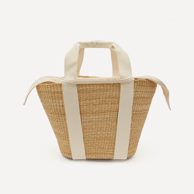 Abby Woven Straw and Cotton Basket Tote from Muun