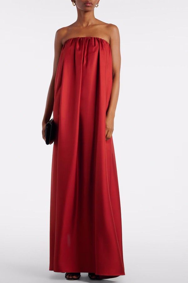 Edda Pleated Strapless Silk Gown from Max Mara