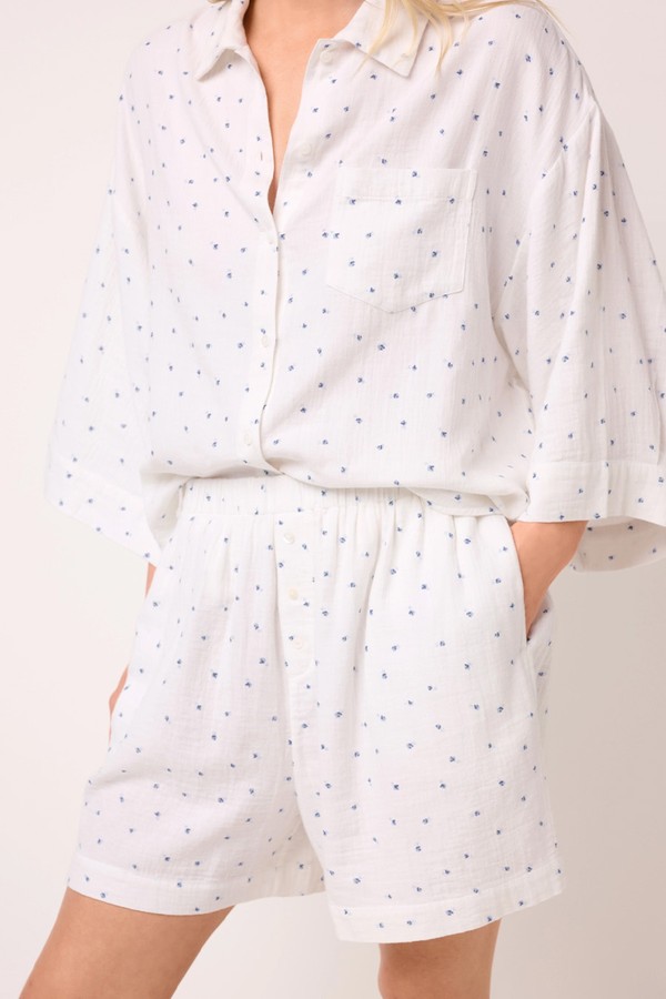 Organic Double Cotton Ditsy Print Boxy Button Pyjama Set from THE WHITE COMPANY