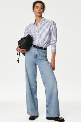 Slouchy Mid Rise Wide Leg Jeans, M&S Collection