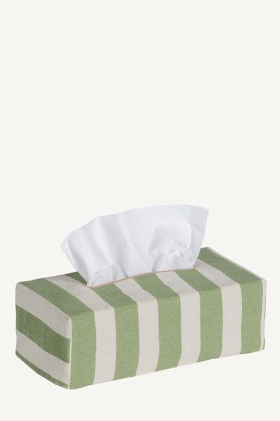 Tangier Olive Stripe Tissue Box from Alice Palmer & Co