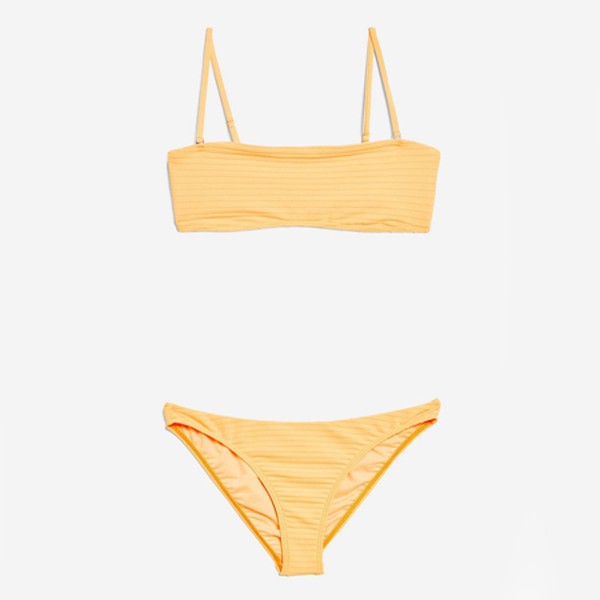 Ribbed Bandeau Bikini Top and Bottoms from Topshop