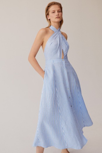 Stripe Linen Halter Dress from Oysho