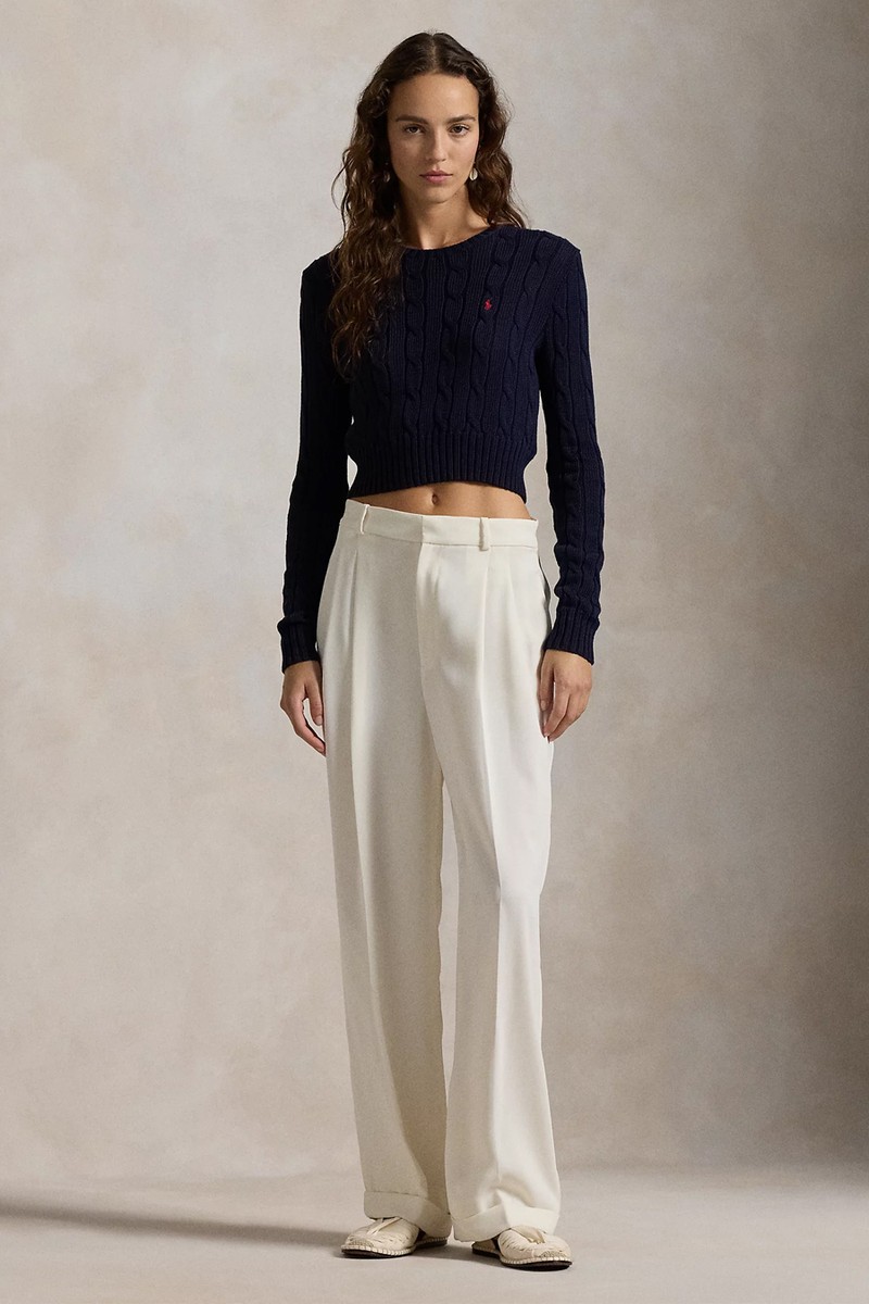 Cable-Knit Cotton Cropped Jumper