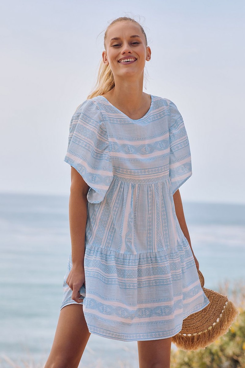 Maeve Tiered Stripe Mini Dress