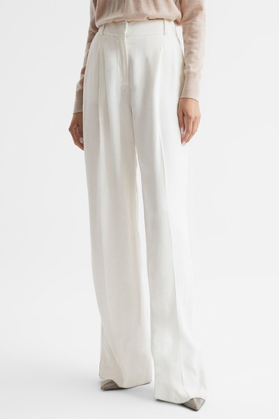 Wide Leg Pleat Front Trousers from Reiss