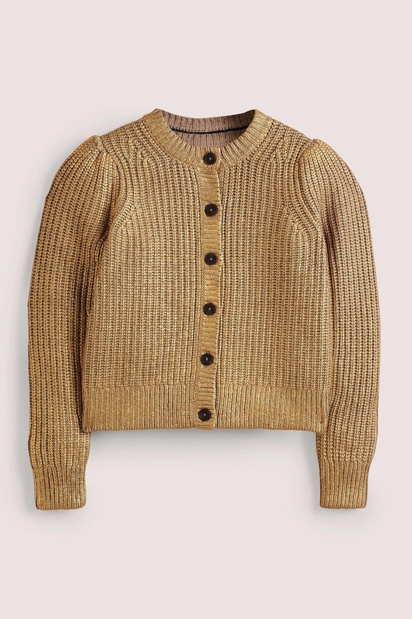 Ribbed Gold Cardigan from Boden