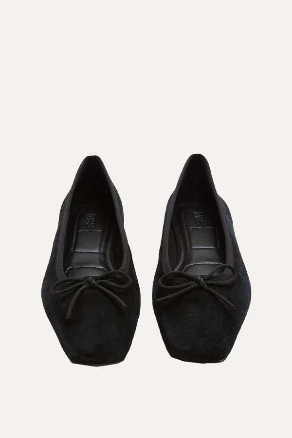 Suede Flat Square Toe Ballet Pumps