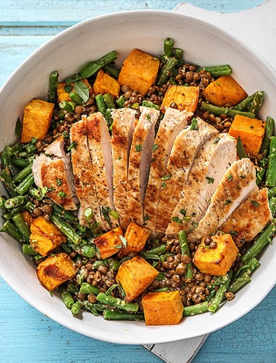 Seared Turkey Steak With Creamy Lentils And Sweet Potato