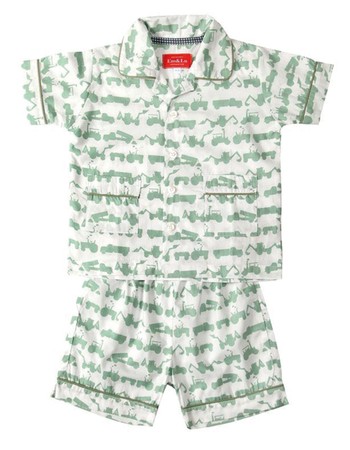 Tractor Green Short Pyjamas from Em & Lu