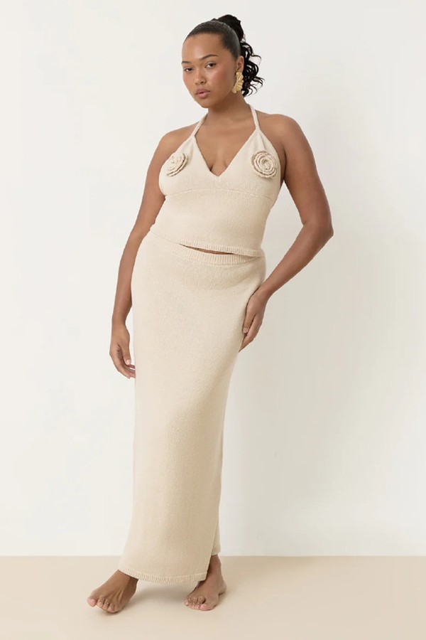 Knit Corsage Halterneck Top from 4th & Reckless