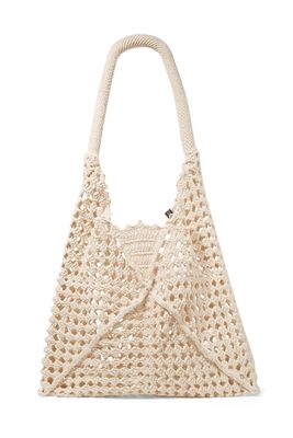 Luna Leather-Trimmed Crocheted Cotton Shoulder Bag from Nannacay