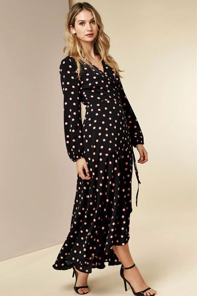 Black Polka Dot Wrap Dress from Wallis