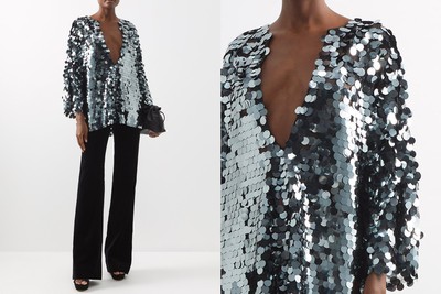 Odin Sequinned V-Neck Blouse, £405 | Fil De Vie