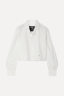 Cropped Distressed Embroidered Cotton-Poplin Shirt from Hommegirls
