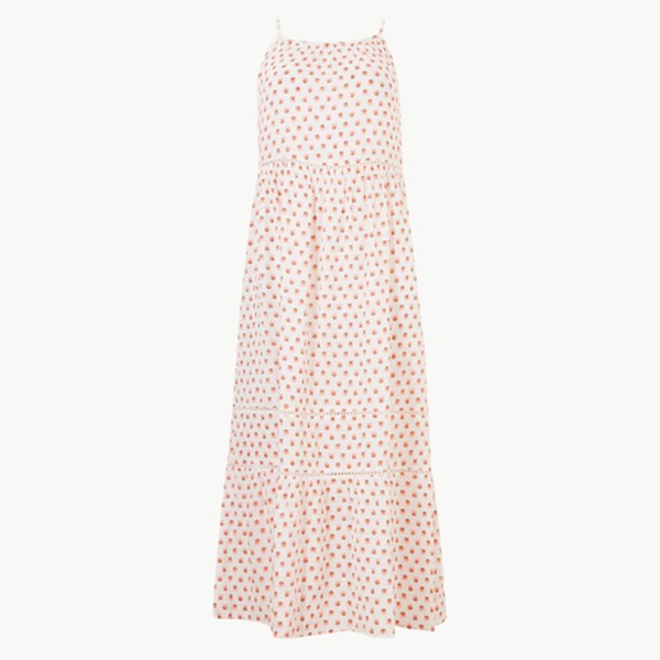 Pure Cotton Floral Print Slip Midi Dress
