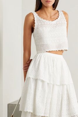 Luvita Cropped Broderie Anglaise Cotton Tank from LoveShackFancy