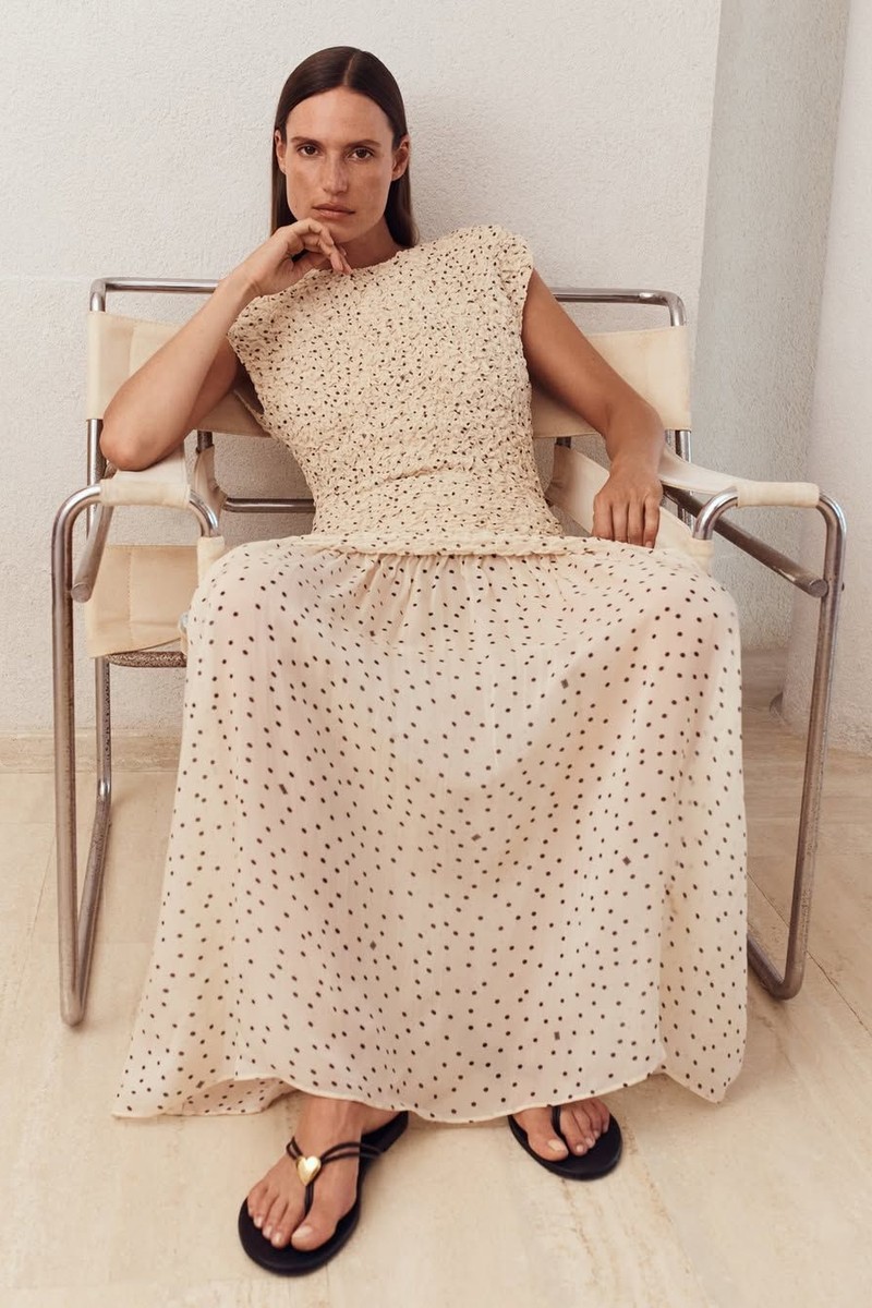 Corinna Textured Polka Dot Maxi Dress from By Malene Birger