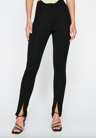 Split Hem Slim Leg Trousers