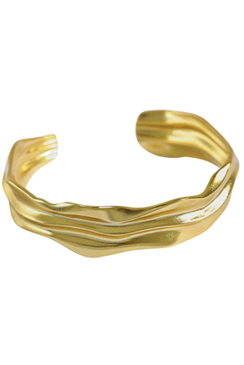 Ekuma Wave Gold Vermeil Sterling Silver Chunky Thick Bangle from Wolf & Badger