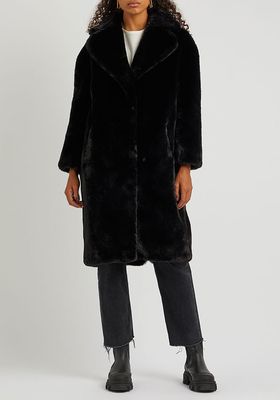 Katie Black Faux Fur Coat from Jakke