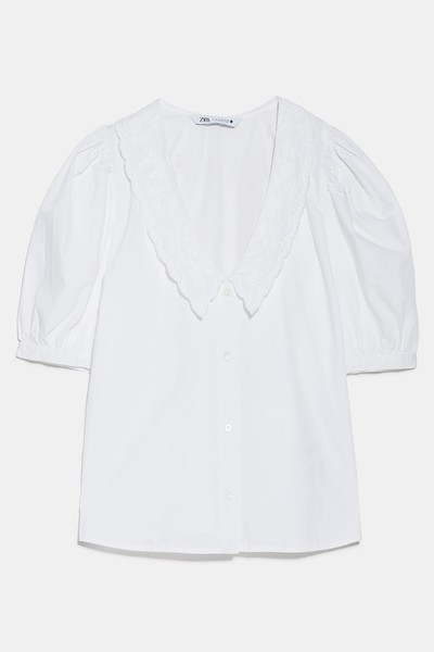 Embroidered Poplin Shirt from Zara