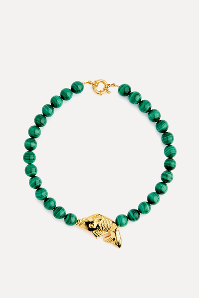 Fish Beaded Malachite Necklace from Timeless Pearly