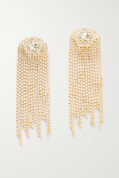 Fireworks Fringed Crystal-Embellished Gold-Tone Earrings from Rosantica