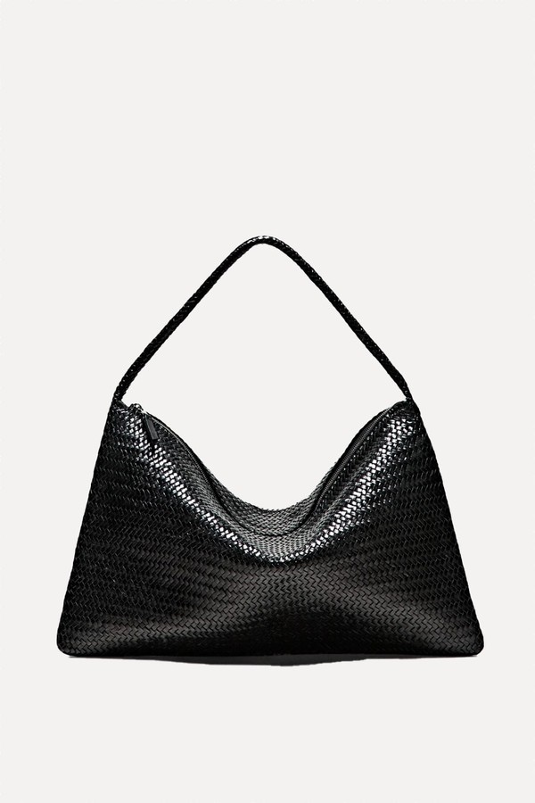 Large Woven Nappa Leather Satchel Bag from Massimo Dutti