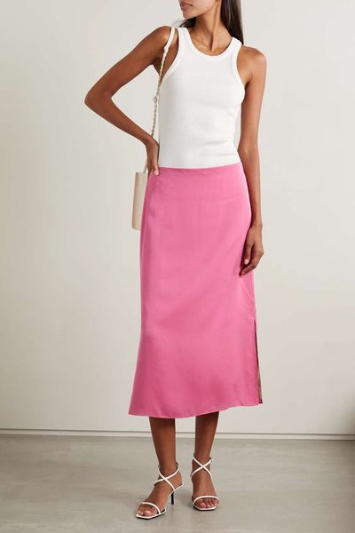 Silk-Crepe Midi Skirt from Theory