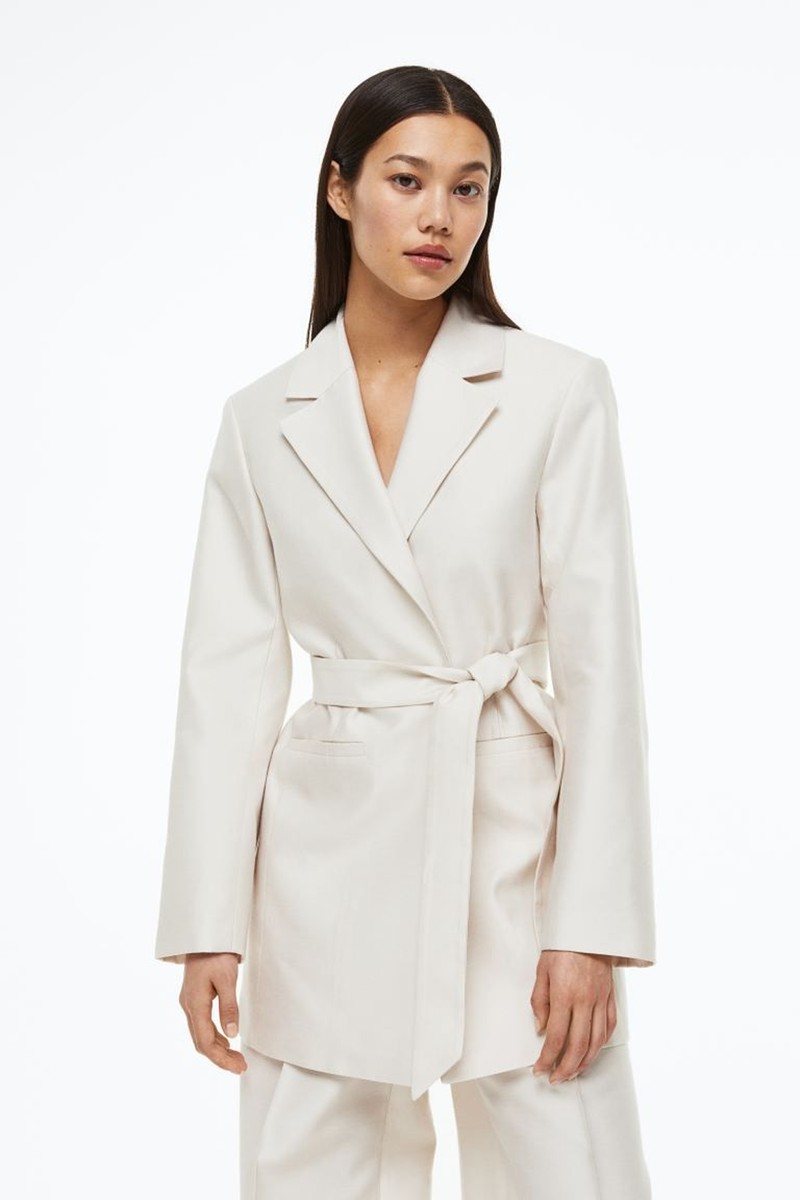 Tie-Belt Silk-Blend Blazer from H&M