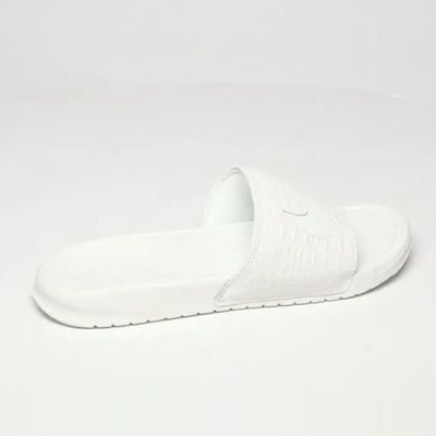 White & Grey Benassi Slide Sandals from Nike