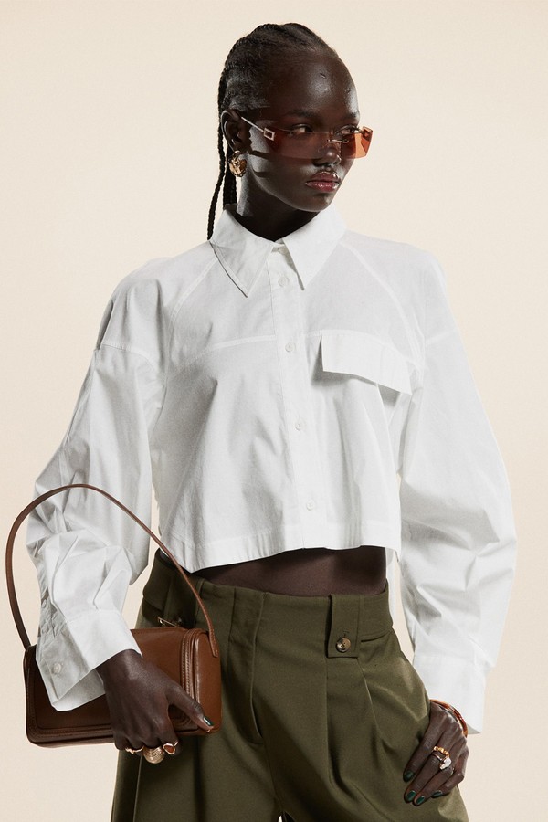 Boxy Cropped Shirt With Pocket In Premium Cotton from ASOS DESIGN