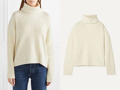 Oversized Ribbed Wool & Cashmere-Blend Turtleneck Sweater from Re/Done